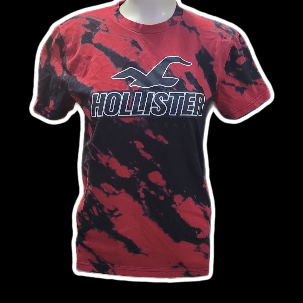 hollister black & red tie-dye sports tee ૮ ․ ․ ྀིა